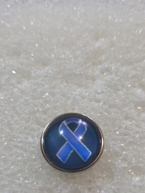 Blue Ribbon Round Snap Charm 18mm
